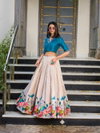NNK1131 Tussar Silk With Floral Print Lehenga With Blouse Indo Western Collection Wholesale In India